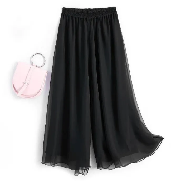 black chiffon pants