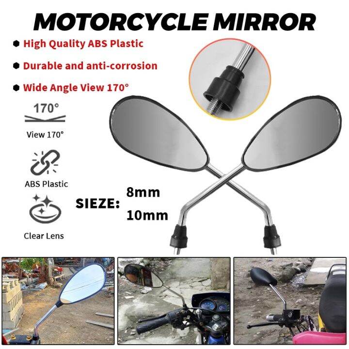 Motorcycle Side Mirror 2538H SIDE MIRROR LONG STEM with 8MM/10MM
