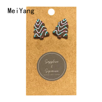 MeiYang แฟชั่น Creative Christmas Tree Stud ต่างหูสำหรับผู้หญิง Simple Temperament น้ำมันหยดต้นคริสต์มาสที่มีสีสัน Earrings