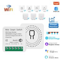 Wifi Mini Smart Switch 16A DIY 2 Way Wireless Light Switches Power Monitor Breaker Via Tuya Smart Life Alexa Alice Google Home Power Points  Switches