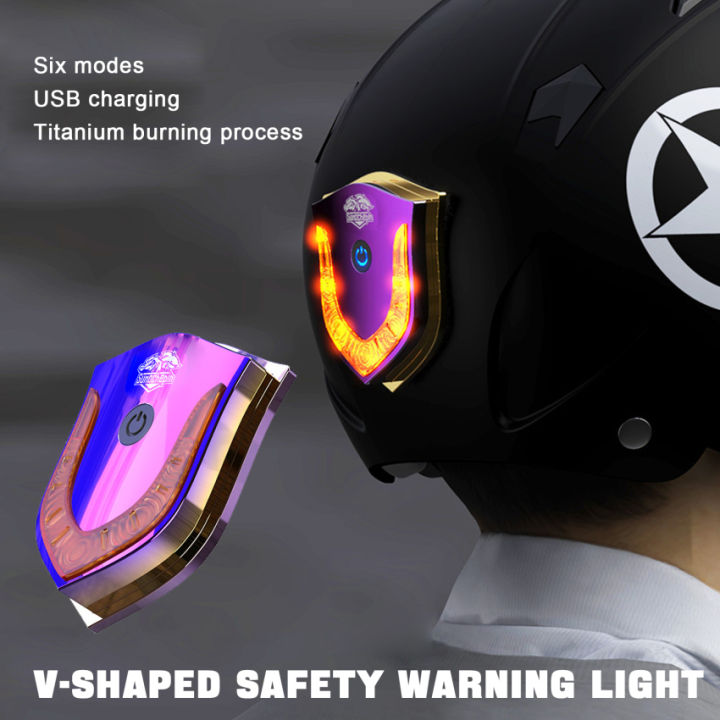ทนทาน-usb-หมวกกันน็อคไฟ-led-ไร้สายสมาร์ทขี่เตือนความปลอดภัยโคมไฟแสงสำหรับรถจักรยานยนต์หมวกกันน็อคอุปกรณ์เสริม