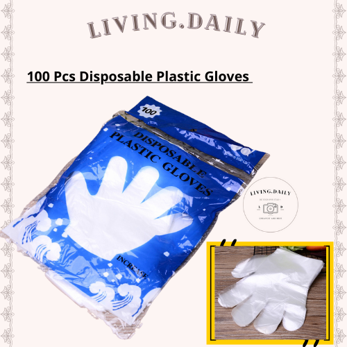 Disposable Plastic Hand Glove Free Size / Sarung Tangan Plastik / Hand