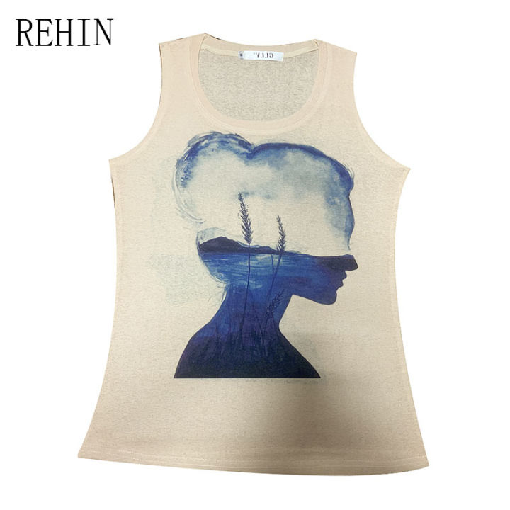 rehin-เสื้อกล้ามผู้หญิงที่ไม่ซ้ำกันลายปั๊มทองเสื้อยืดแขนกุด-s-3xl-เข้ารูปพอดีเสื้อกล้ามฤดูร้อน