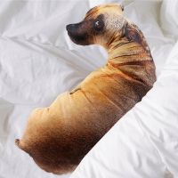 3D Cute Bend Dog Printed Throw Pillow Lifelike Animal Funny Dog Head Cosplay Children Favorite Toy Cushion for Home