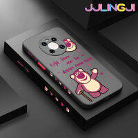 Jlingji เคสสำหรับ Huawei Mate 40 Pro Mate 40 Pro + เคสลายการ์ตูนหมีสตรอเบอร์รี่บางขอบสี่เหลี่ยมด้านข้างดีไซน์ใหม่กันกระแทกเคสมือถือแข็งปลอกซิลิโคนคลุมทั้งหมดเคสป้องกันกล้อง