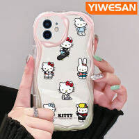 YIWESAN เคสสำหรับ iPhone 12 12 12 Pro 12 Mini 12 Pro Max เคสมีสไตล์แนวเฮลโลคิตตี้และกระต่ายสีสันสดใสมีขอบเนื้อครีมเคสโทรศัพท์โปร่งใสป้องกันกล้องกันกระแทกเคสซิลิโคนอ่อนชัดเจน