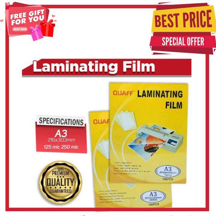 (A3 Size) 125/250 MICRONS QUAFF LAMINATING FILM Lazada PH