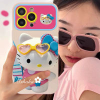 เคสสำหรับ iPhone 15 14 13 12 11 Pro Max X XR Xs Max 8 7 6S Plus SE 2020เคสป้องกันหูโทรศัพท์ Niche HelloKitty ฝาหลังซิลิโคนนิ่มกันกระแทก