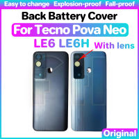 ฝาหลังปิดโทรศัพท์หลังกระจกที่อยู่อาศัยสำหรับ Tecno Pova Le6 Le6h หลังเลนส์กล้องถ่ายรูปกระจกฝาหลังประตูกระจก