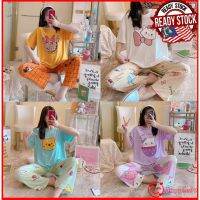 Baju Tidur Perempuan Pajamas Women Pyjamas Nightwear Women Sleepwear Women Short Sleeve Long Pant 女睡衣短袖长裤 HD003