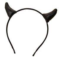 สตรีที่คาดผมฮาโลวีน Glitter Sequins Devil Ox Horn หูกระต่ายสวมคอสเพย์ปีศาจชุดคอสตูมปาร์ตี้ Headpiece