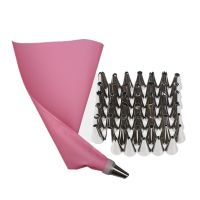 【hot】 50Pcs/Set Silicone Pastry Tips Icing Piping Decorating Tools Reusable Bags 48 Nozzle Set ！