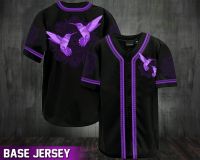 Hummingbird Purple Baseball Tee Jersey Shirts 3D Baseball Jersey Shirt