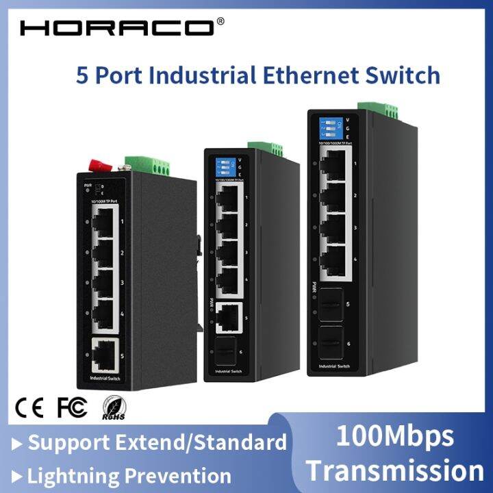 HORACO Industrial Gigabit POE Switch 5/6 Port 100/1000Base-T DIN IP30 ...