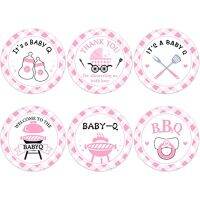 Jollyboom สติ๊กเกอร์เด็กบาร์บีคิว48ชิ้น,Dekorasi Baby Shower บาร์บีคิวสำหรับสีชมพูสำหรับหญิงสาวสติกเกอร์ตกแต่งห้องอาบน้ำสำหรับเด็กทารกของขวัญปาร์ตี้สติกเกอร์ขอบคุณ