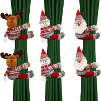 Curtain Buckle For Christmas Theme Holiday Show Window Decoration Supplies Cartoon Doll Curtain Buckle Holiday Window Display Festive Window Scene Layout