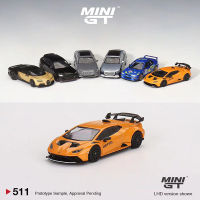 MINI GT 1:64รุ่นรถ Lambor Huracan STO รถสปอร์ตอัลลอย #511 LHD สีส้ม