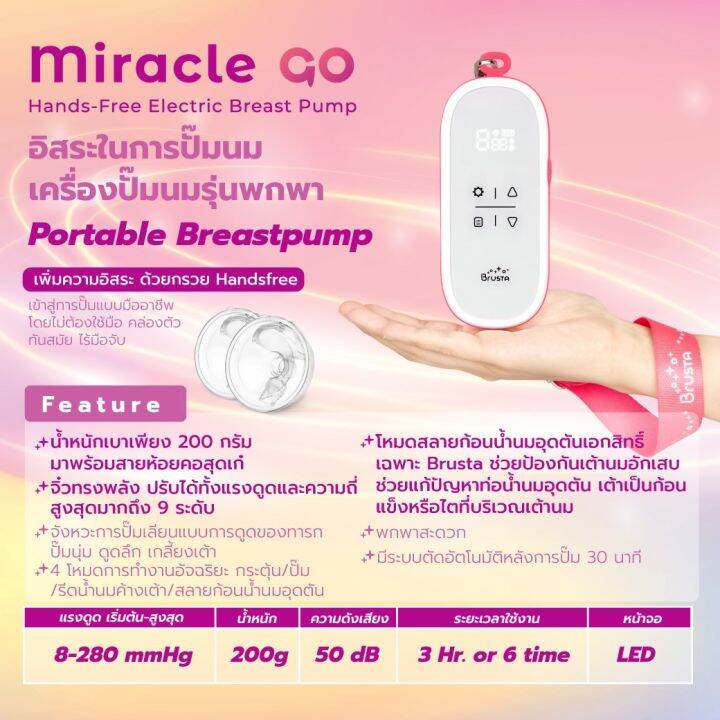 brusta-miracle-go-เครื่องปั๊มนมรุ่นพกพา-สะดวก-ปั๊มได้ทุกที่ทุกเวลา