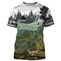 Childrens Printed T-shirt Fishing Man Top New Leisure 3D Fashion Outdoor Fishing Male and Female Infant Children Short Sleeve