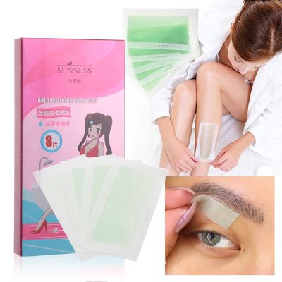 4Pairs Double Side Face Body Hair Removal Eyebrow Leg Depilatory Cold Wax Strips Epilator Paper Waxing Eye Brow Shaping Tape