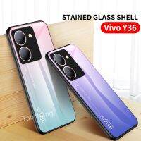 เคสสำหรับ Vivo Y78 Y36 Y27 VivoY36 Y 78 36 27 4G 5G 2023เคสโทรศัพท์เคสกระจกนิรภัยไล่เฉดสีสุดหรูนิ่มกรอบซิลิโคนกันกระแทกฝาครอบด้านหลัง