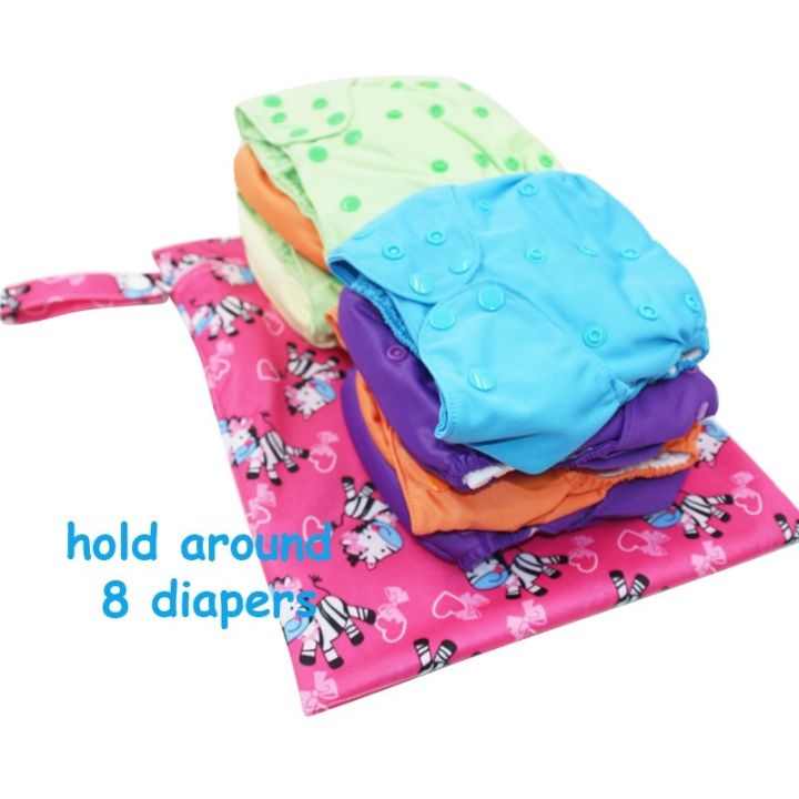 pororo-wet-dry-diaper-bags-pouch-with-double-pockets-waterproof-baby-nappy-maternity-bag-size-30x40cm-mother-kids-gift
