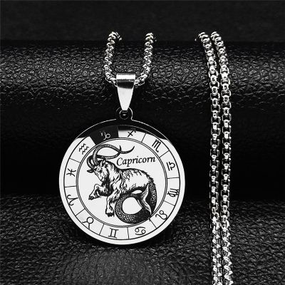 【CC】 12 Constellations Round Chain Necklaces Women/Men Pendants Jewelry zodiac necklace XH255S03