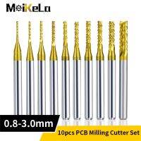 【hot】◇  Meikela 10PCS End Mill Engraving Bits Set 3.175mm Shank Router PCB Cutter Carbide Milling Tools.