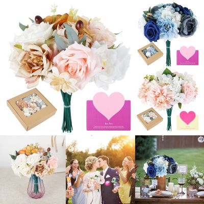 [AYIQ Flower Shop] ดอกไม้ประดิษฐ์กล่องผ้าไหมผ้า Faux ดอกไม้ Combo Reusable Eternal ปลอมการจัดดอกไม้ตารางเครื่องประดับสำหรับงานแต่งงาน Party