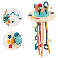 【jw】◎❂﹊  Baby Pull String Developmental Sensory Food Grade Silicone Activity Teething Babies