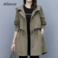 ✵ and 2023 Womens Mid-length Trench Coat Hooded Tie-in Jackets British Loose Coats Clothing