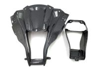 ☂สำหรับคาวาซากินินจา ZX-10R ZX10R 2011 2012 2013คาร์บอนไฟเบอร์มองไปข้างหน้าแฟริ่งด้านบนฝาครอบจมูก