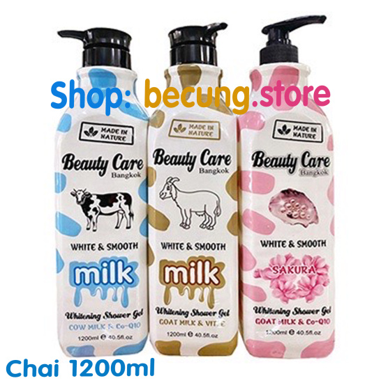 Sữa tắm bò, dê, yến beauty care bangkok thái lan 1200ml - ảnh sản phẩm 1