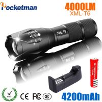 LED Rechargeable Flashlight Pocketman linterna torch 4000 lumens 18650 Battery Outdoor Camping Powerful Led Flashlight Rechargeable  Flashlights