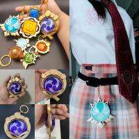 9CM Game Genshin Vision Lnazuma Wendi Xiao Chain 7 Element Weapons Of Original KeyRing