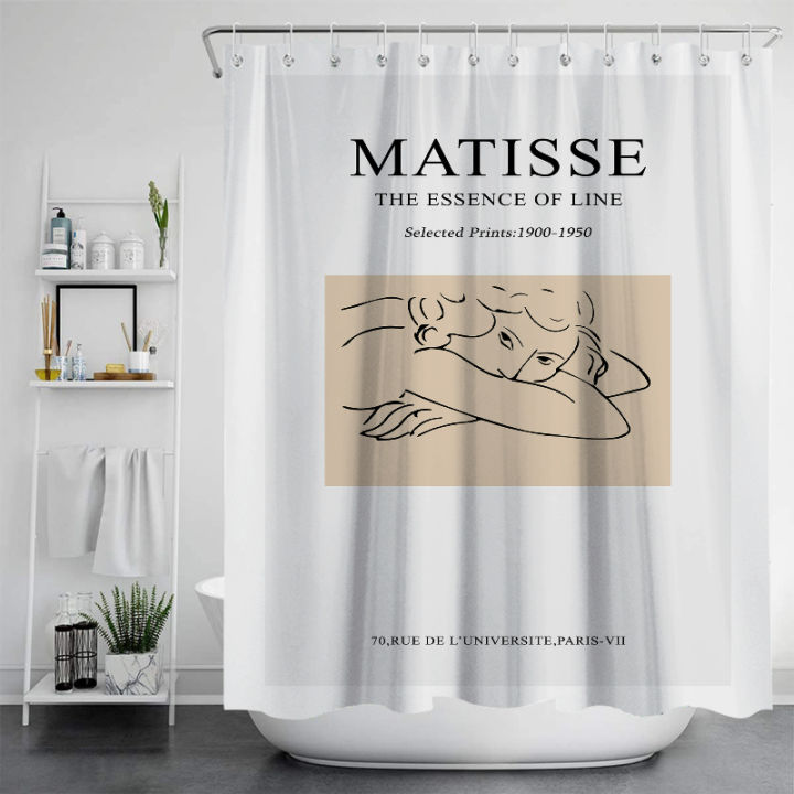 famous-painting-waterproof-and-mildew-proof-shower-curtainnordic-style-shower-curtain-set-hook-home-decoration-bathroom-curtains