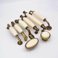 ▫♧ Antique Ceramic Handles for Furniture Drawer Knobs Kitchen Handles Cabinet Knobs and Handles Desk Drawer Pulls Ceramic Knobs