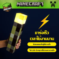 โลกของฉัน mc pixel torch light Minecraft ไฟฉายไฟกลางคืน ขวนผนังชาร์จไฟ  led miners lamp