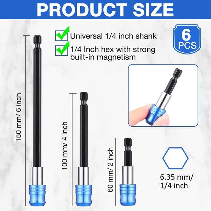 6-piece-quick-release-magnetic-screwdriver-bit-base-1-4-inch-hex-shank-drill-extension-quick-release-set