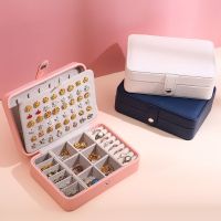 【LZ】☇☞  PU Leather Jewelry Storage Box Caixas De Brinco Embalagem De Jóias Vitrine Organizador Para Casa Viagem Menina Bilayer Novo