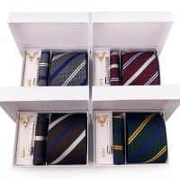 New Arrive Luxury Ties for Men Silk Jacquard Tie Handkerchief Clips Gift Set Wedding Party Neck Tie