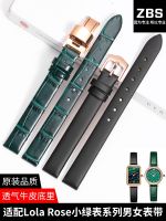 Suitable for Rolla watch strap womens black green leather strap small green watch thin bracelet accessories 10mm 【JYUE】