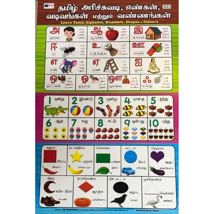 LEARN TAMIL CHARTS (IN 6 TYPES) Lazada Singapore