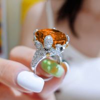 Trendy High Quality Luxury Big Stone Wedding Rings For Women Fanta Crystal Cubic Zirconia Engagement Ring Costume Jewelry