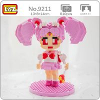 LOZ 9211 Anime Sailor Moon Tsukino Usagi Chibiusa Soldier Doll Model Mini Diamond Blocks Bricks Building Toy for Children no Box