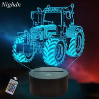3D Illusion Lamp Tractor Night Light with Remote Control 16 Color Changing Desk Lamp for Kids Tractor Gifts for Boys Night Lights