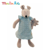 Moulin Roty ตุ๊กตาเสียงดนตรี ตุ๊กตากล่อมนอน ออร์แกนิค โมบายดนตรี ตุ๊กตาหนู NIni La Grande Famille MR-632361