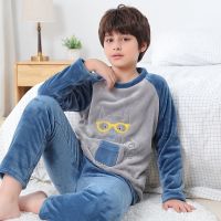 Baby Boys Pajamas Set Flannel Long Sleeved Childrens Clothing Teens Warm Sleepwear Cute Bear Pyjamas For Kids 8 10 12 14 16Year