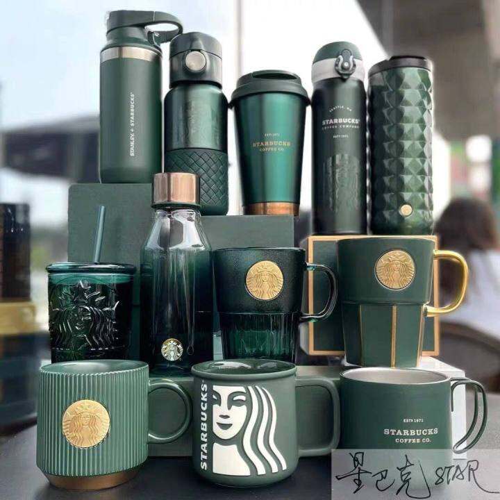 starbuck-starbuck-mug-dark-green-เทพธิดาป้ายถ้วย-mermaid-bronze-เหรียญแก้วเซรามิคแบบพกพาแก้วฟางถ้วย-starbuck-แก้ว-starbuck-cup823