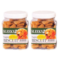 Sleeky Puppies Biscuit Chicken Flavor Dog Treat 340g (2 unit) สลิคกี้ บิสกิต อาหาร ขนม สุนัข ชนิดแท่ง รูปกระดูก กลิ่น ไก่ 340 กรัม (2 กล่อง)